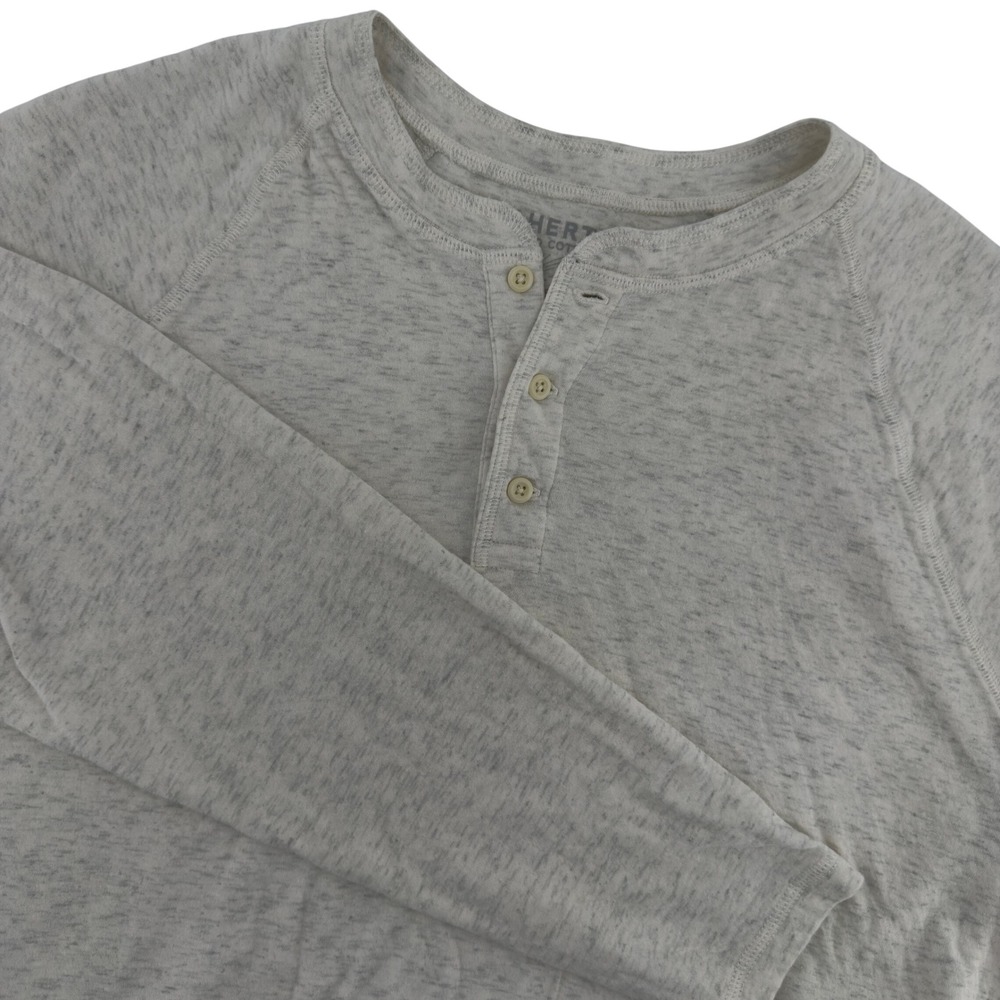 Faherty Cloud Cotton Henley Shirt Mens XL Cream Heather Long Sleeve Raglan Tee